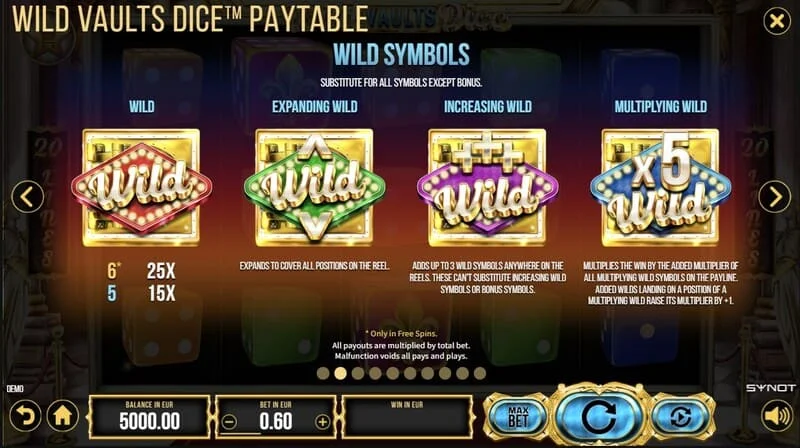 Wild Vaults Dice – Free Spins aktiveret med tre Vault-symboler